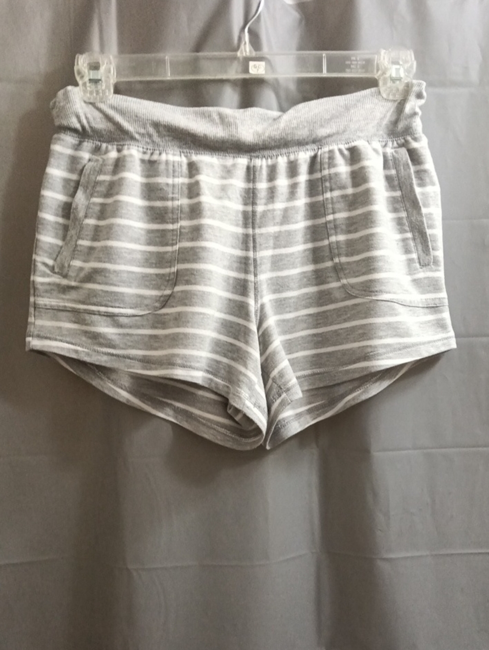 Athletic Works Gray & White Striped Athletic Shorts